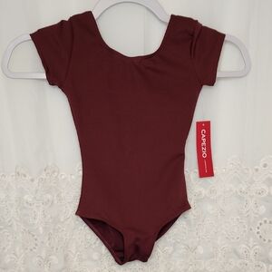 Capezio Kids Maroon Leotard Small TB132C Short Sleeve NWT Dance Gymnastics